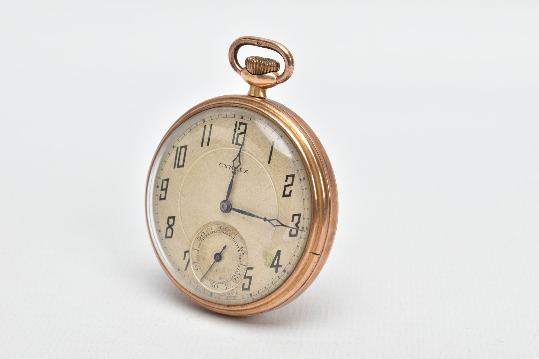 A 'CYMREX' OPEN FACE POCKET WATCH, round silver dial signed 'Cymrex', Arabic numerals, seconds - Image 3 of 4