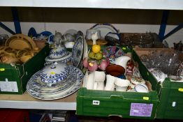 SIX BOXES OF CERAMICS AND GLASS ETC, to include six Windsor China 'Spring Meadow' teacups and