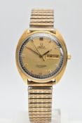 A GENTS 'OMEGA SEAMASTER' WRISTWATCH, automatic movement, round gold dial signed 'Omega Automatic