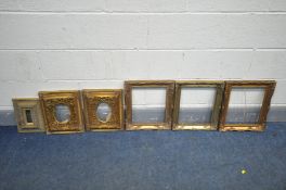 SIX GILT FRAMES of various sizes, styles and patterns