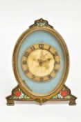 A DOXA FRAMED CLOCK, a round painted portait dial of two women in a garden (worn) Arabic