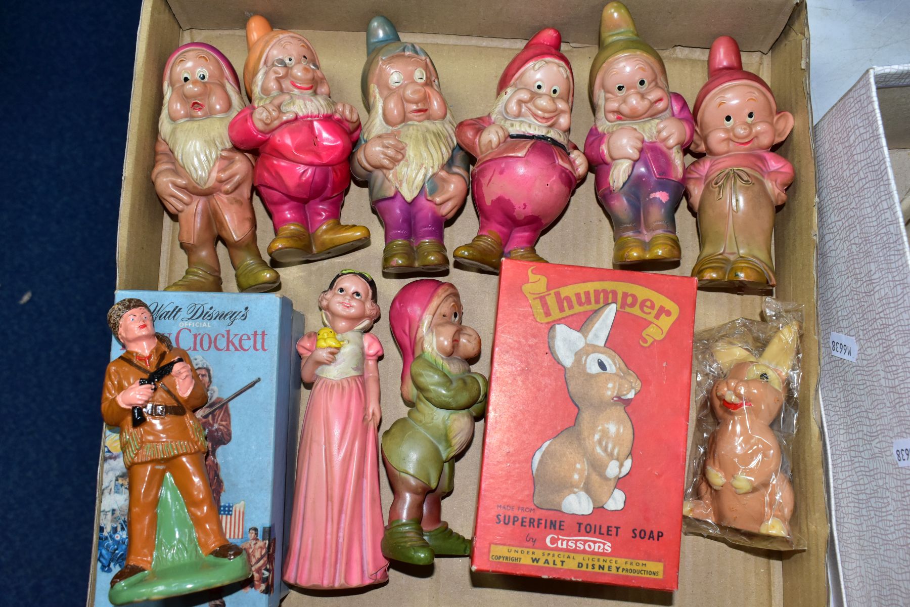VINTAGE JAPANESE CELLULOID SNOW WHITE AND THE SEVEN DWARFS FIGURES, hand painted, approximate height