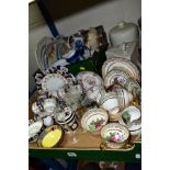TWO BOXES AND LOOSE CERAMIC AND GLASS WARES, to include a set of four Jacobo Poli Grappa glasses,