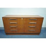 A G PLAN FRESCO TEAK SIDEBOARD/CHEST OF EIGHT DRAWERS, width 142cm x depth 45cm x height 76cm