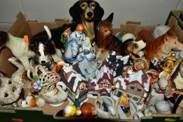 FIVE BOXES OF CERAMICS, to include various Wade Whimsies including Lady and The Tramp series, a
