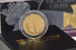 A HATTONS OF LONDON 11 SIDED GOLD QUARTER SOVEREIGN COIN, Anniversary of the Moon Landings 1969 with