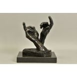 ROLF HARRIS (AUSTRALIAN 1930) 'INTUITUIONS' a artist proof edition bronze sculpture of two hands