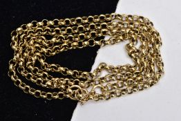 A 9CT GOLD BELCHER CHAIN, fine belcher link chain fitted with a spring clasp, hallmarked 9ct gold