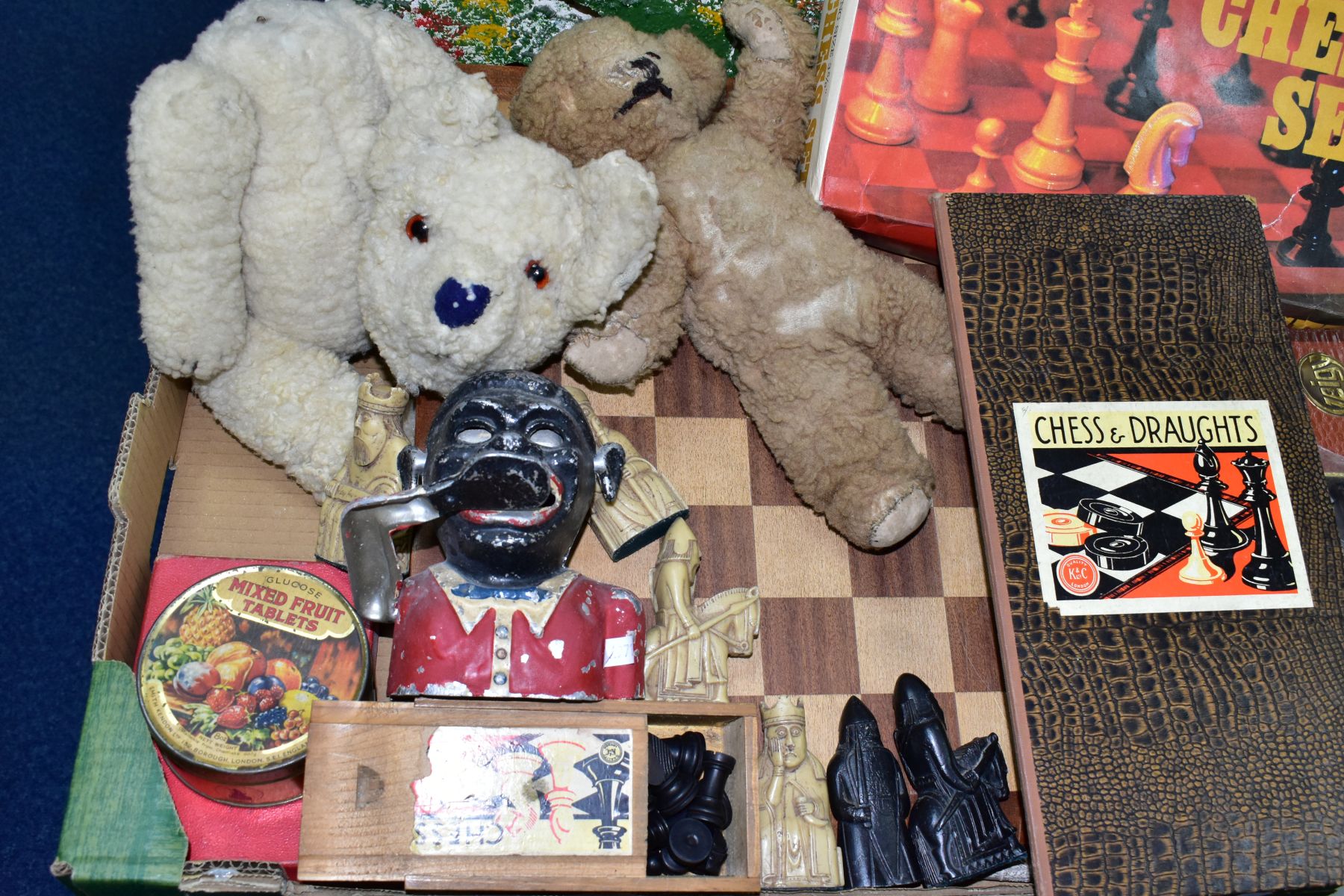 TWO BOXES OF VINTAGE TOYS AND BOARD GAMES AND A WOODEN FORT, including J & L Randall Ltd 'Colour - Image 3 of 12