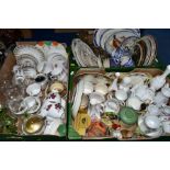 THREE BOXES OF CERAMICS, GLASS AND METALWARES, to include two Royal Albert Old Country Roses tea