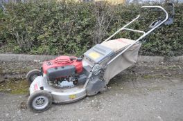 A LAWNFLITEPRO 553HRS SELF PROPELLED PETROL LAWN MOWER with a Honda 5.5 OHV engine and grass box (