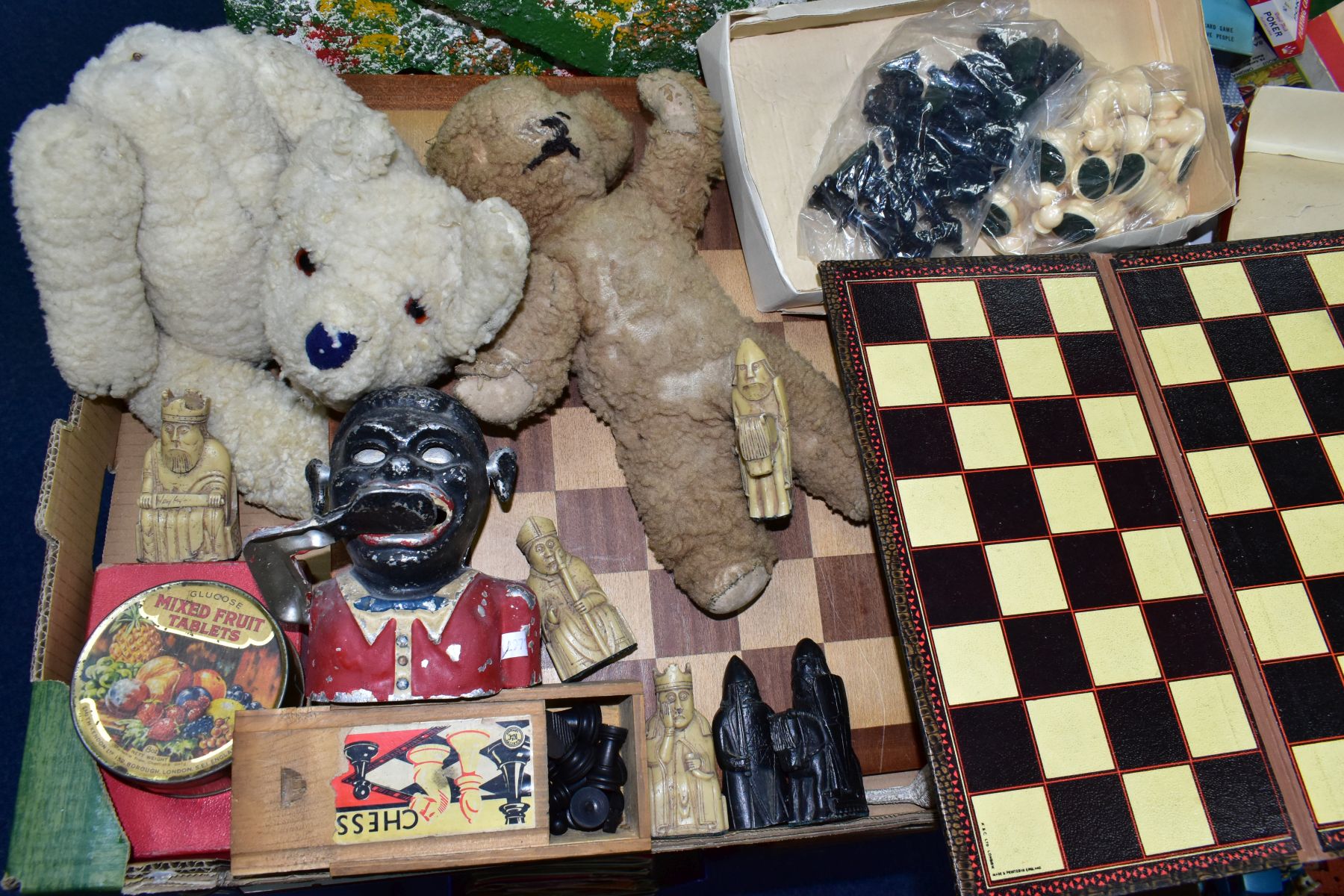 TWO BOXES OF VINTAGE TOYS AND BOARD GAMES AND A WOODEN FORT, including J & L Randall Ltd 'Colour - Image 6 of 12