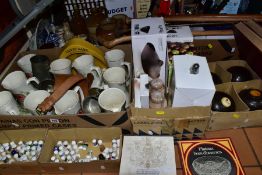 SIX BOXES AND LOOSE CERAMICS, BOXED KITCHEN WARES AND SUNDRY ITEMS, to include two boxed coffee