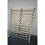 A 4FT6 CREAM METAL FRAMED SLATTED BEDSTEAD