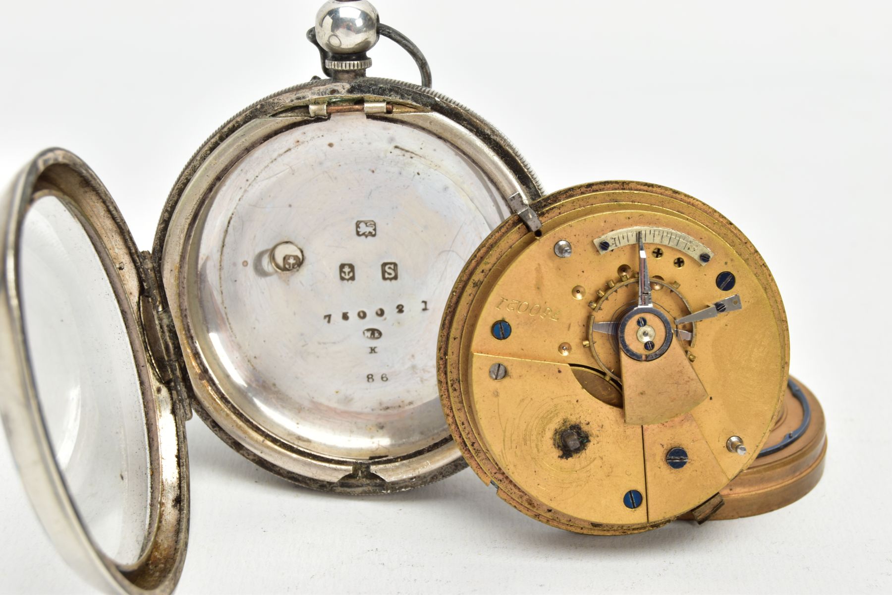 A SILVER OPEN FACE POCKET WATCH, (non-running) round white dial, Roman numerals, seconds - Image 4 of 5