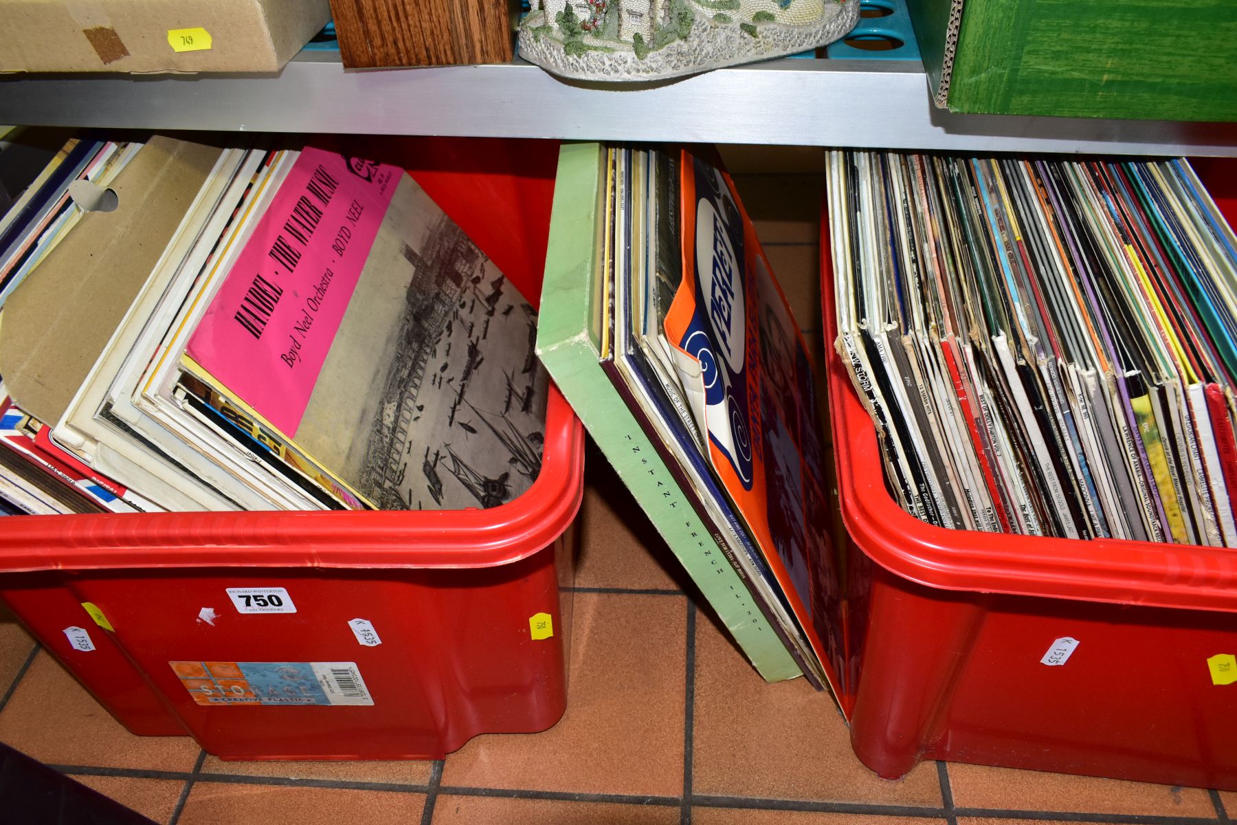 TWO TUBS OF LP RECORDS, to include classical recordings by Vivaldi, Mozart, Tchaikovsky, Rossini,