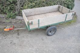 A BUCKINGHAM BAWDEN METAL FRAMED TRAILER with hardwood bed and sides, box width 87cm, bed length