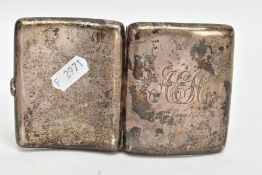 A SILVER CIGARETTE CASE, of a curved rectangular form, engraved initials 'AEH, 9th June 1913',