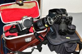 PHOTOGRAPHIC EQUIPMENT ETC, comprising a Canon EOS 500N 35mm SLR film camera body, Cosina 70-210