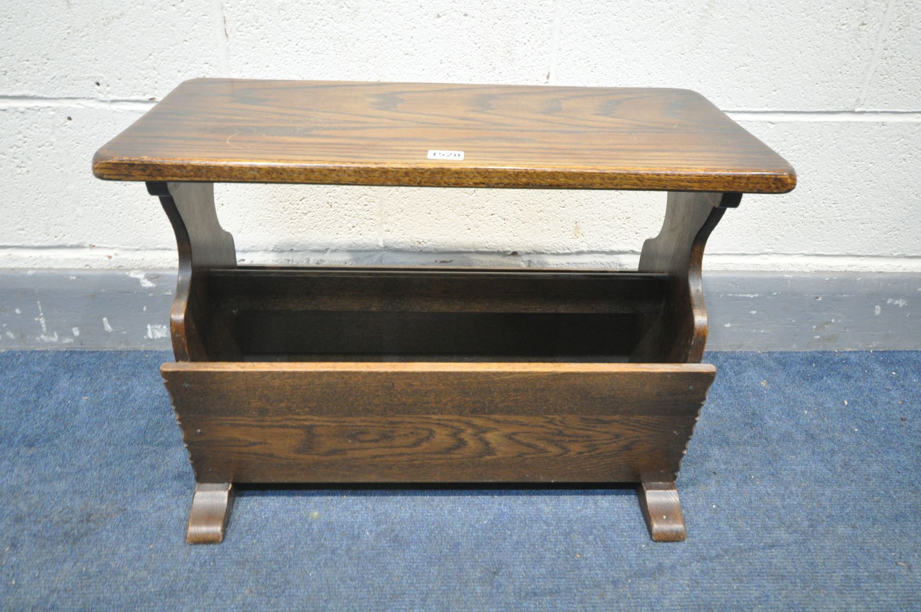 A REPRODUCTION OAK MAGAZINE RACK - Image 2 of 2