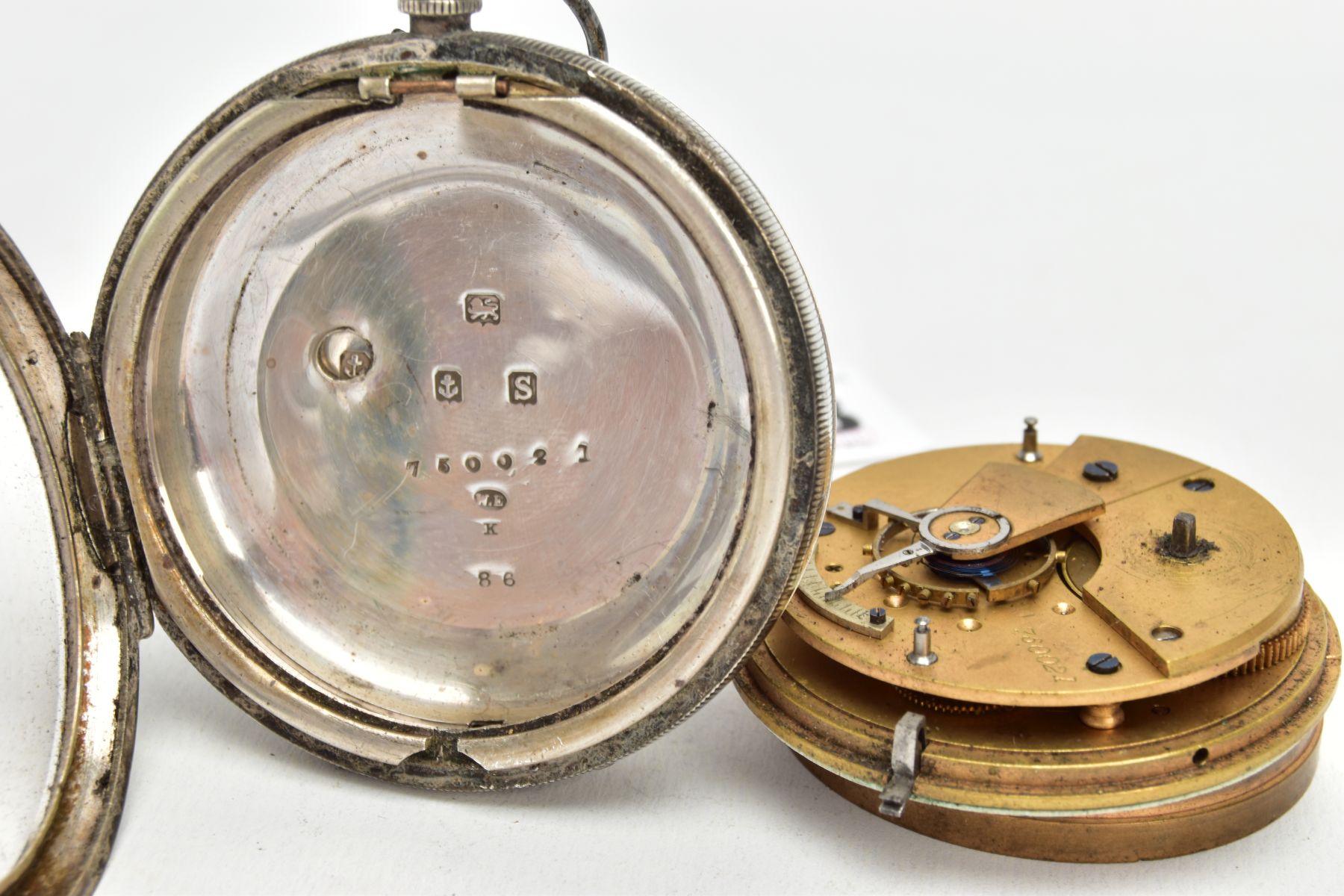 A SILVER OPEN FACE POCKET WATCH, (non-running) round white dial, Roman numerals, seconds - Image 5 of 5