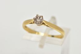 AN 18CT GOLD SINGLE STONE DIAMOND RING, six claw set round brilliant cut diamond, estimated