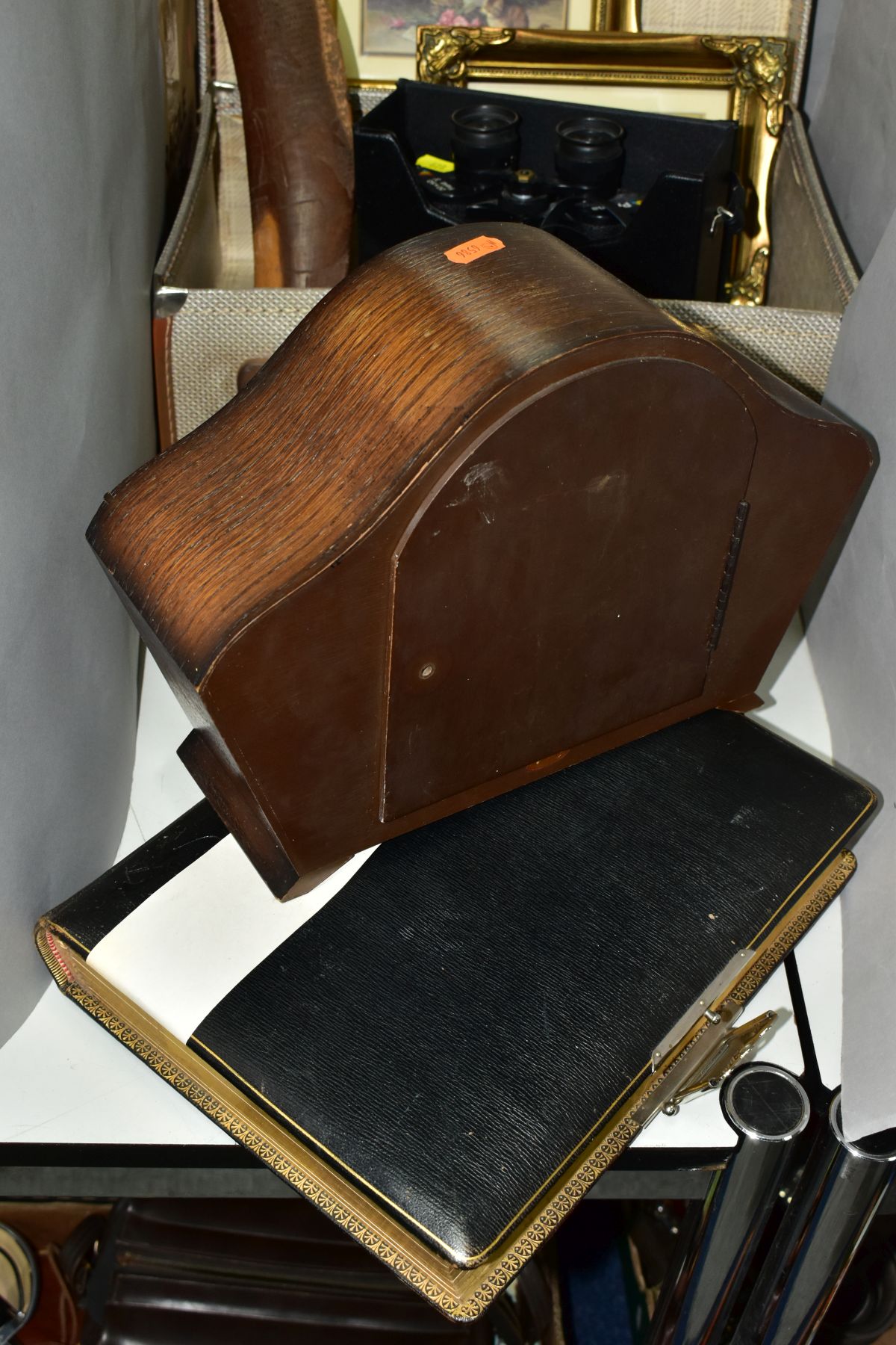 A MANTEL CLOCK, A PHOTOGRAPH ALBUM, A SUITCASE AND SUNDRY ITEMS, comprising a twentieth century - Image 5 of 8