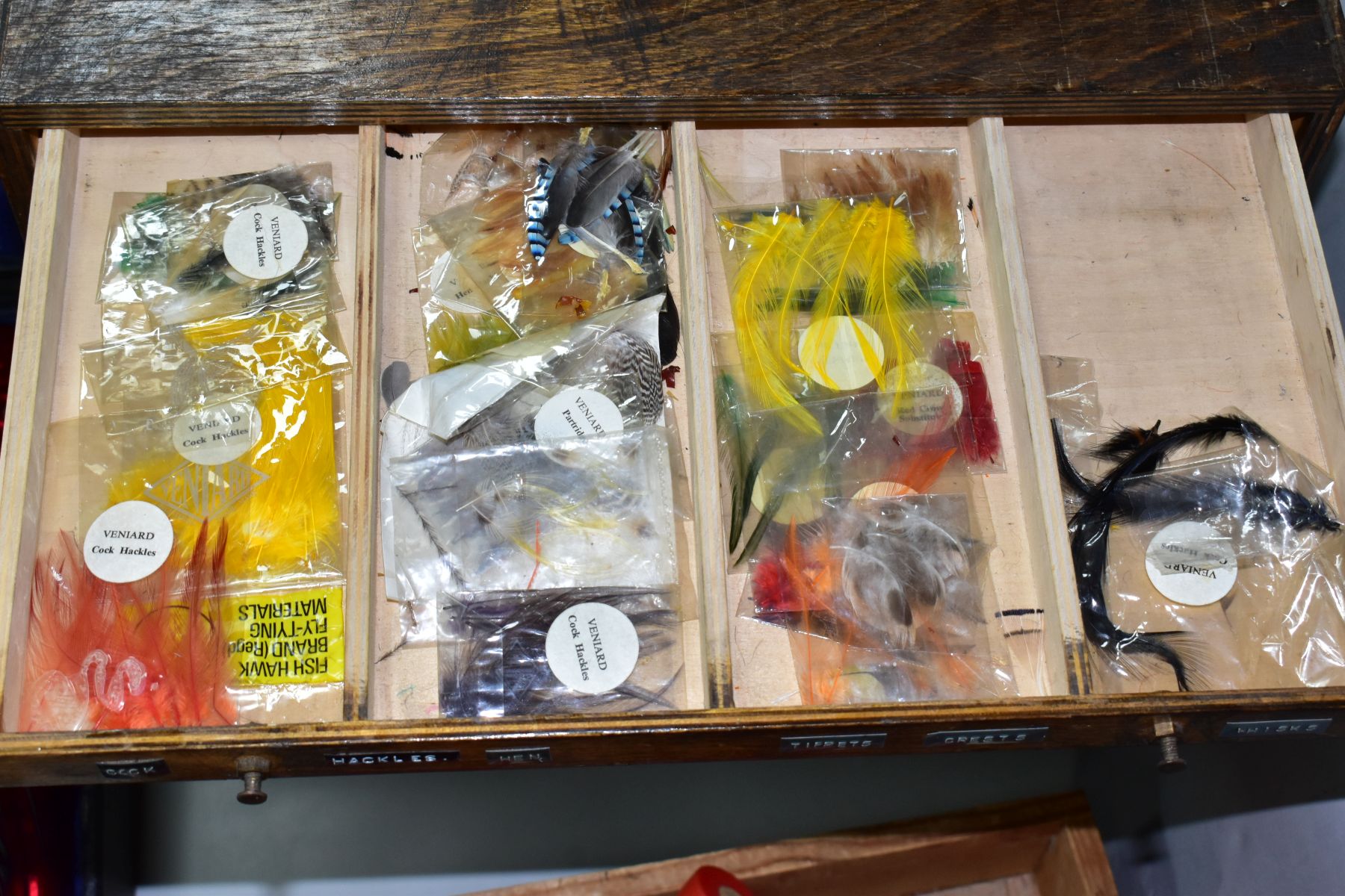 FLY TYING INTEREST, a nine drawer chest containing fly tying accessories, including feathers, - Image 5 of 13