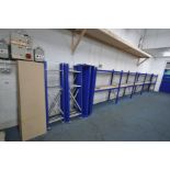 A QUANTITY OF HEAVY DUTY STEEL SHELVING/RACKING 445mm depth x 1500mm wide shelves x 1510mm high with