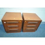 A PAIR OF G PLAN FRESCO THREE DRAWER BEDSIDE CABINETS