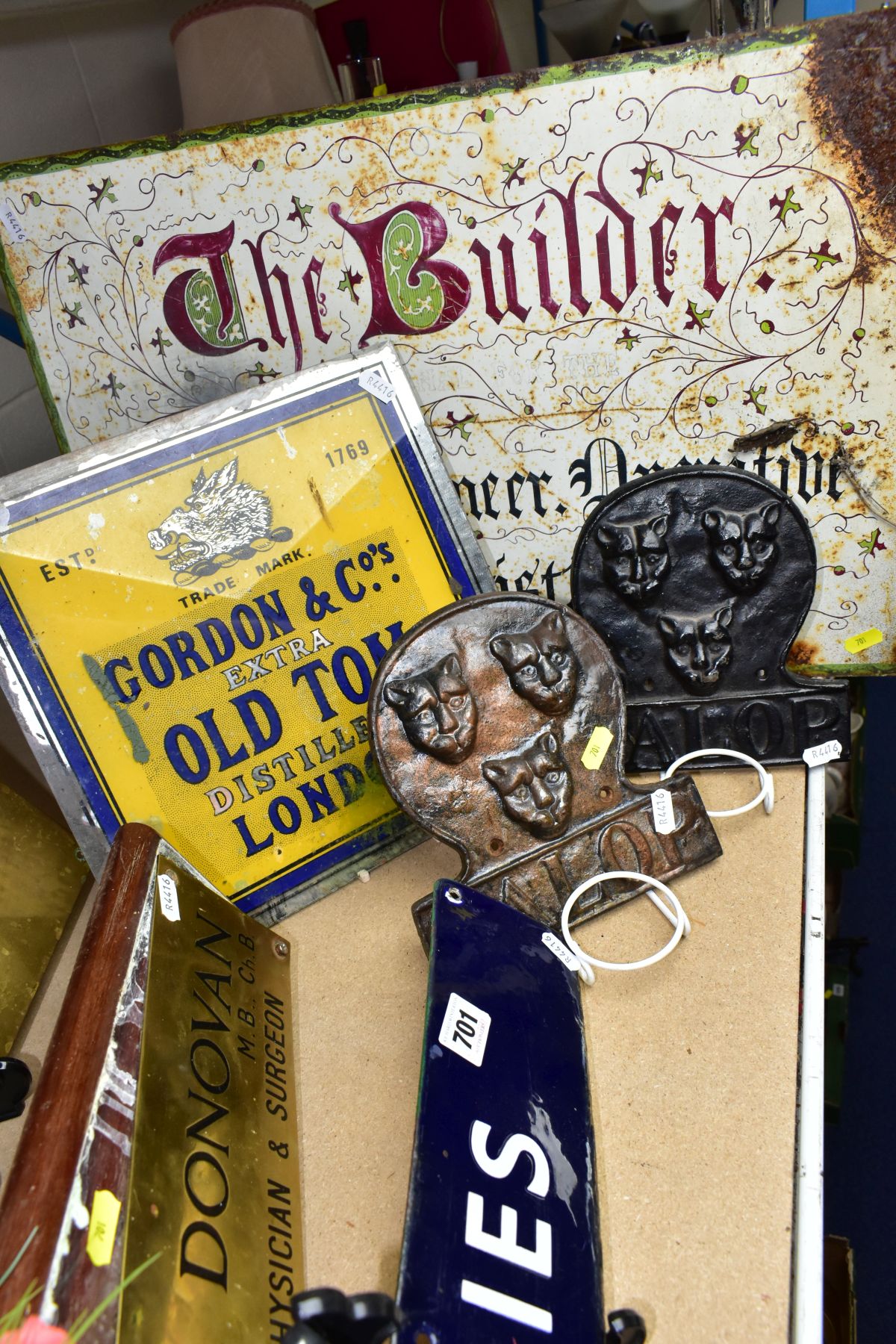 VINTAGE SIGNS AND PLAQUES, comprising a enamel sign for 'The Builder' a journal for the Architect, - Image 5 of 5