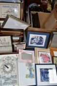 FOUR BOXES AND LOOSE PICTURES, PICTURE FRAMES AND SUNDRY ITEMS, to include over fifty framed prints,