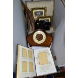 A MANTEL CLOCK, A PHOTOGRAPH ALBUM, A SUITCASE AND SUNDRY ITEMS, comprising a twentieth century