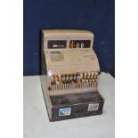 A VINTAGE NATIONAL CASH REGISTER in beige no keys, locked but working