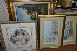 OIL PAINTING AND PRINTS, COMPRISING WILLIAM RUSSELL FLINT 'Madame Du Barry as a Bacchante' and