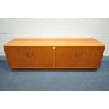 A G PLAN TEAK SIDEBOARD, with two double cupboard doors, width 162cm x depth 46cm x height 54cm