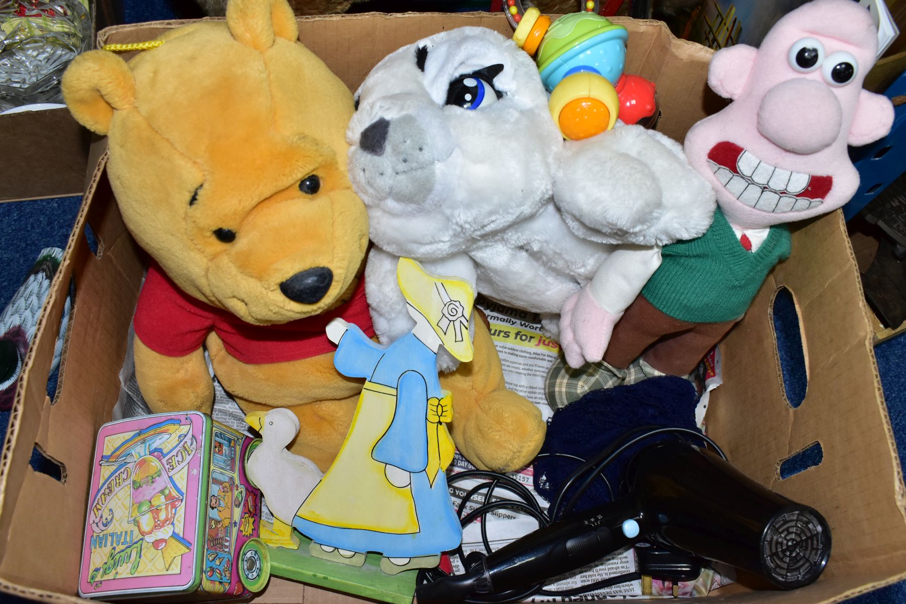TWO BOXES AND LOOSE TOYS, GAMES AND PUZZLES, to include a Pedigree Toys ride on/push along dog, with - Image 2 of 6