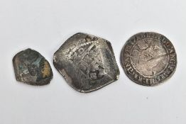 AN ELIZABETH I HAMMERED SIXPENCE 1564 mm Pheon, a possible irregular shaped Spanish 8 reales plus