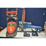 A FLYMO GLIDER COMPACT 330VCX lawnmower along with a Black and Decker Reflex strimmer Model No GL570