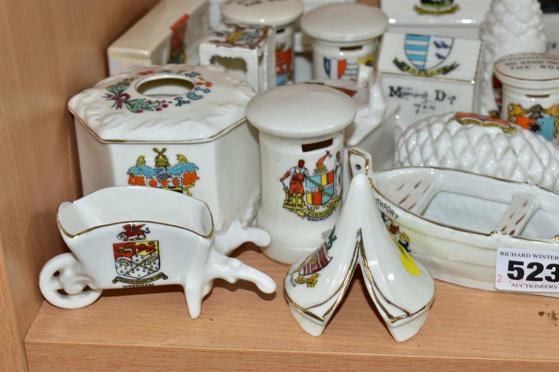 A COLLECTION OF APPROXIMATELY THIRTY FIVE PIECES OF CRESTED CHINA, including a Continental aeroplane - Image 2 of 10