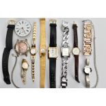 A BAG OF ASSORTED WRISTWATCHES AND OTHER ITEMS, to include seven lady's wristwatches with names such