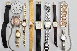 A BAG OF ASSORTED WRISTWATCHES AND OTHER ITEMS, to include seven lady's wristwatches with names such