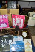 THREE BOXES AND LOOSE METALWARES, TOOLS, ENAMEL WARES, STAINED GLASS AND SUNDRY ITEMS, to include