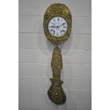 A FRENCH BRASS COMTOISE WALL CLOCK, the 8 1/2' dial with roman numerals, singed 'Perrenet a' St