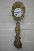 A FRENCH BRASS COMTOISE WALL CLOCK, the 8 1/2' dial with roman numerals, singed 'Perrenet a' St