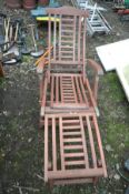 AN ALEXANDER ROSE FOLDING TEAK STEAMER CHAIR