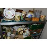 FOUR BOXES AND LOOSE CERAMICS, PAINTINGS AND PRINTS, ETC, including stoneware, Lynton Porcelain