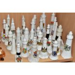 A COLLECTION OF APPROXIMATELY THIRTY CRESTED CHINA LIGHTHOUSES AND TOWERS, including an Arcadian