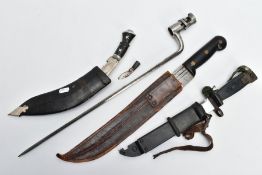 SELECTION OF MILITARY BAYONETS/KNIVES as follows, a Russian AK47 Bayonet and scabbard believed to be