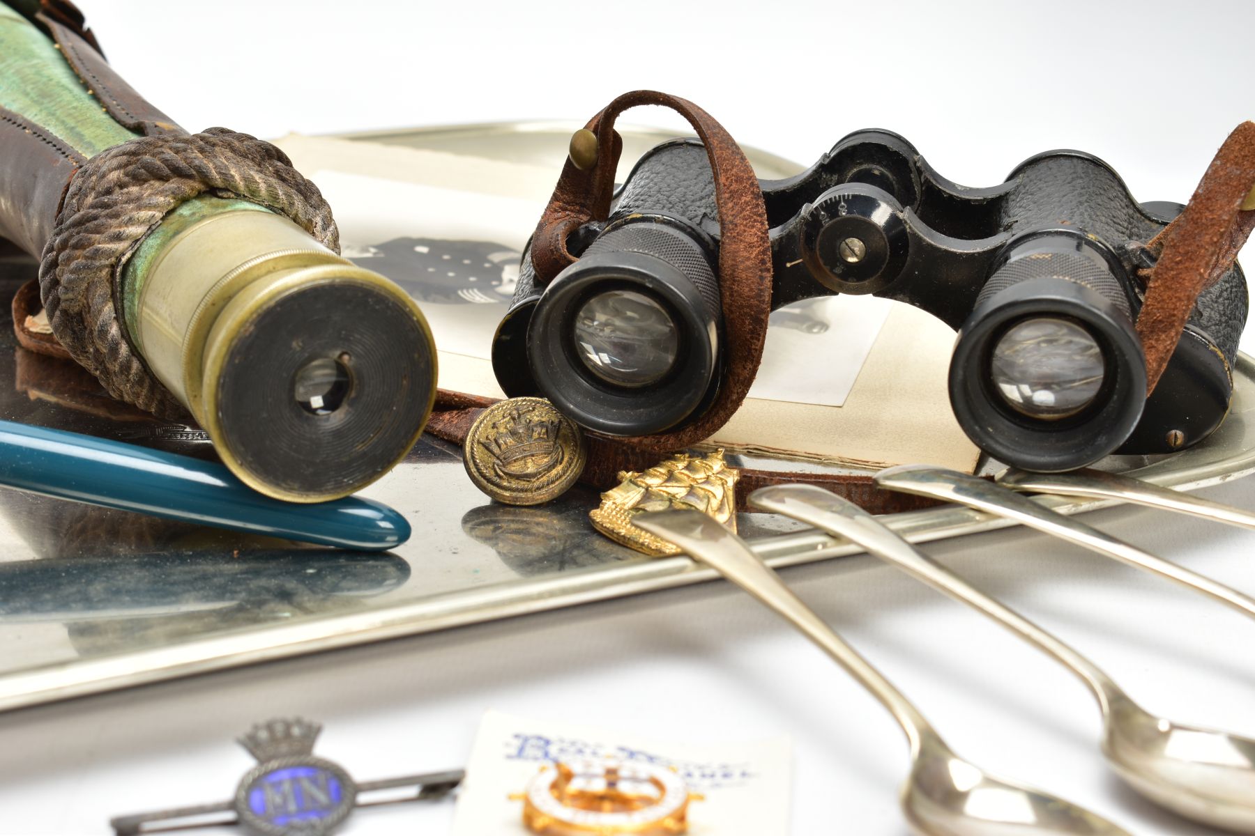 AN ACCUMULATION OF MERCHANT NAVY ITEMS, as follows, large Mappin and Webb Tray with Anchor logo in - Image 12 of 12